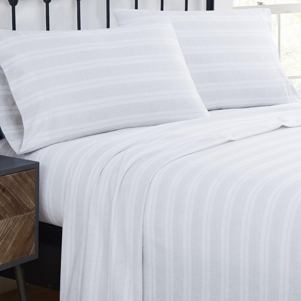 Pem America Truly Soft Bryce 4-Piece Queen Sheet Set in White and Grey, , large