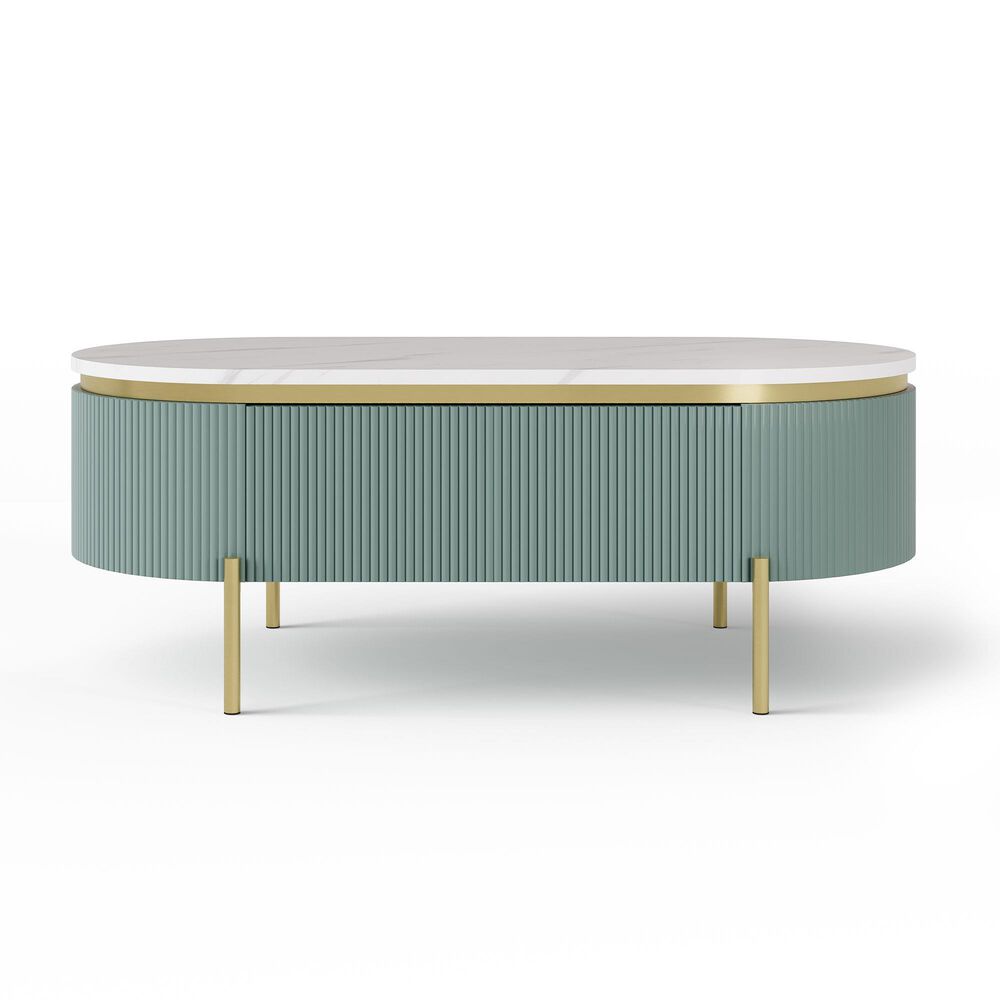 37B Koblenz Coffee Table in White, Light Teal and Gold NFM