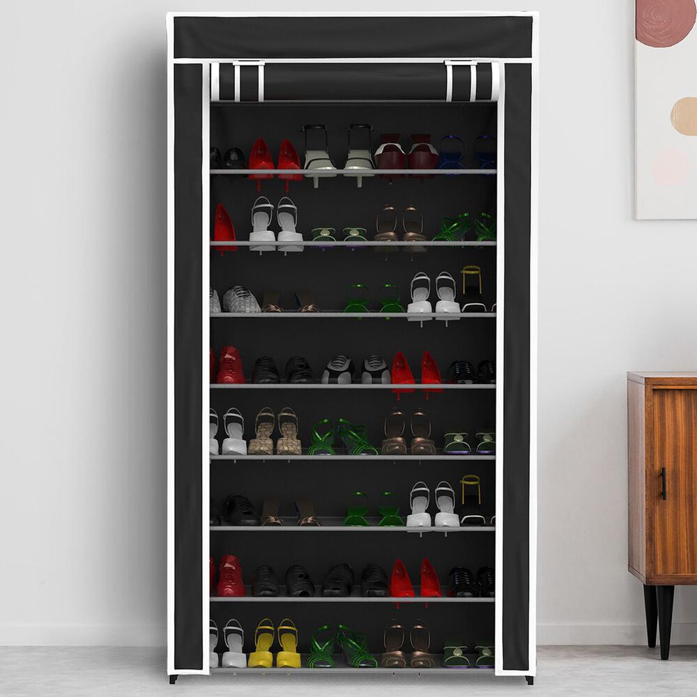 Timberlake Lavish Home Tiered Shoe Rack in Black, , large