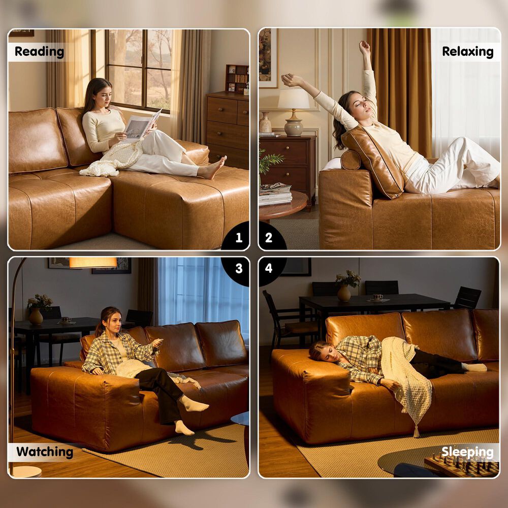 Noviland HOMLUX 2-Piece Mod Sectional with RAF Chaise in Brown, , large