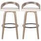 LumiSource Grotto 30" Swivel Barstool with White Faux Leather Upholstery in Light Grey and Black (Set of 2), , large