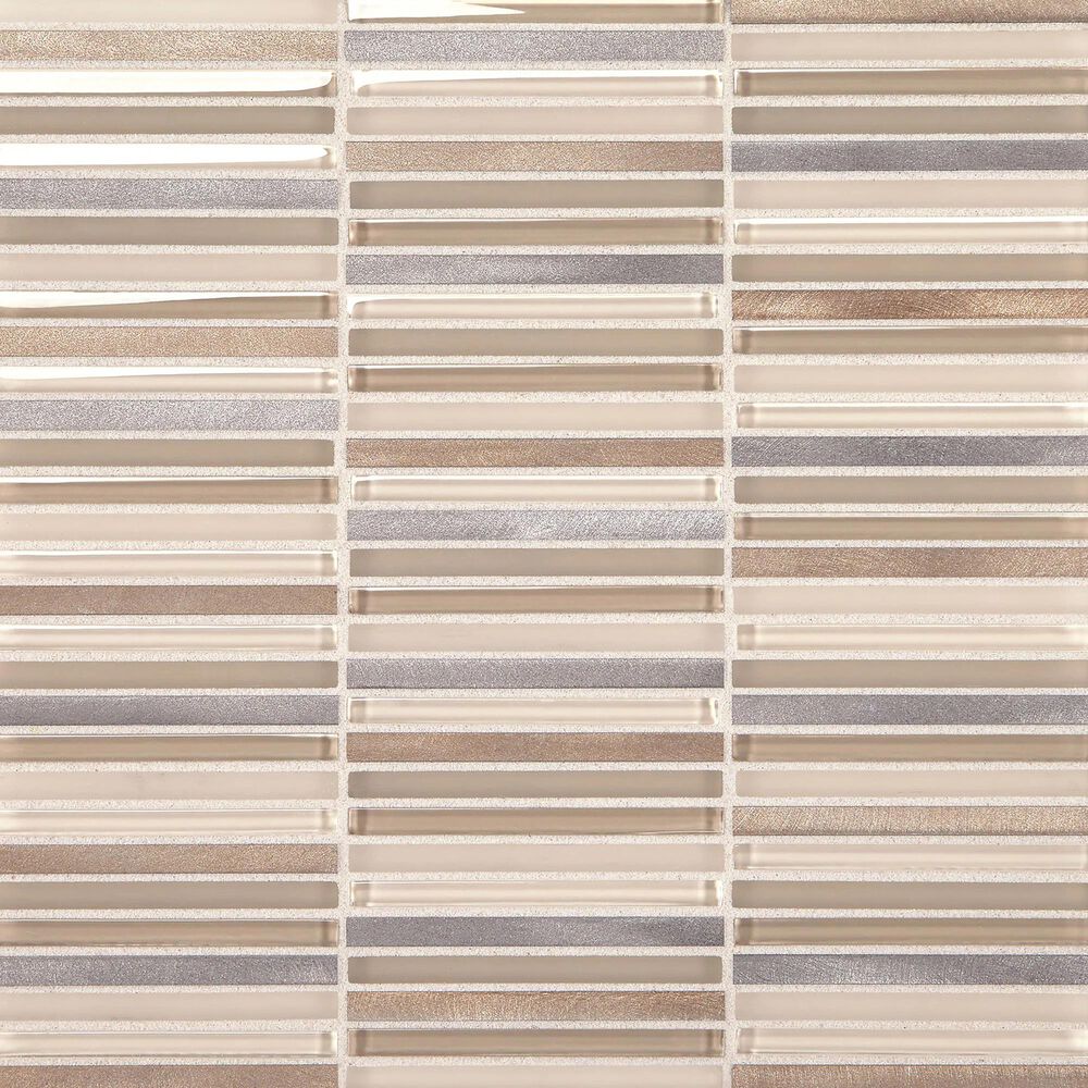 Dal-Tile Lucent Skies Sunlit Dawn 3/8" x 4" on 12" x 12" Glass and Aluminum Mosaic Sheet, , large