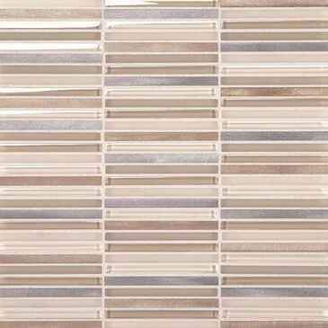 Dal-Tile Lucent Skies Sunlit Dawn 3/8" x 4" on 12" x 12" Glass and Aluminum Mosaic Sheet, , large