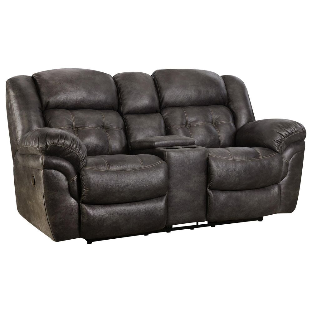 HomeStretch Reclining Console Loveseat in Steel Gray, , large