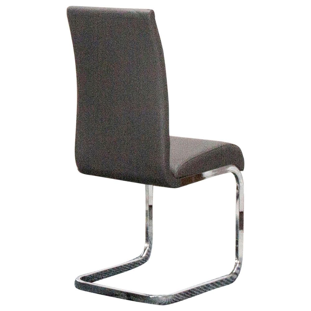 Sunset Furniture Murano Dining Side Chair in Chrome Finish and Charcoal Faux Leather, , large