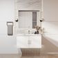 Lexora Home Geneva 36" Single Bathroom Vanity in Glossy White with 2 cm White Quartz Top and Rectangular Sink, , large