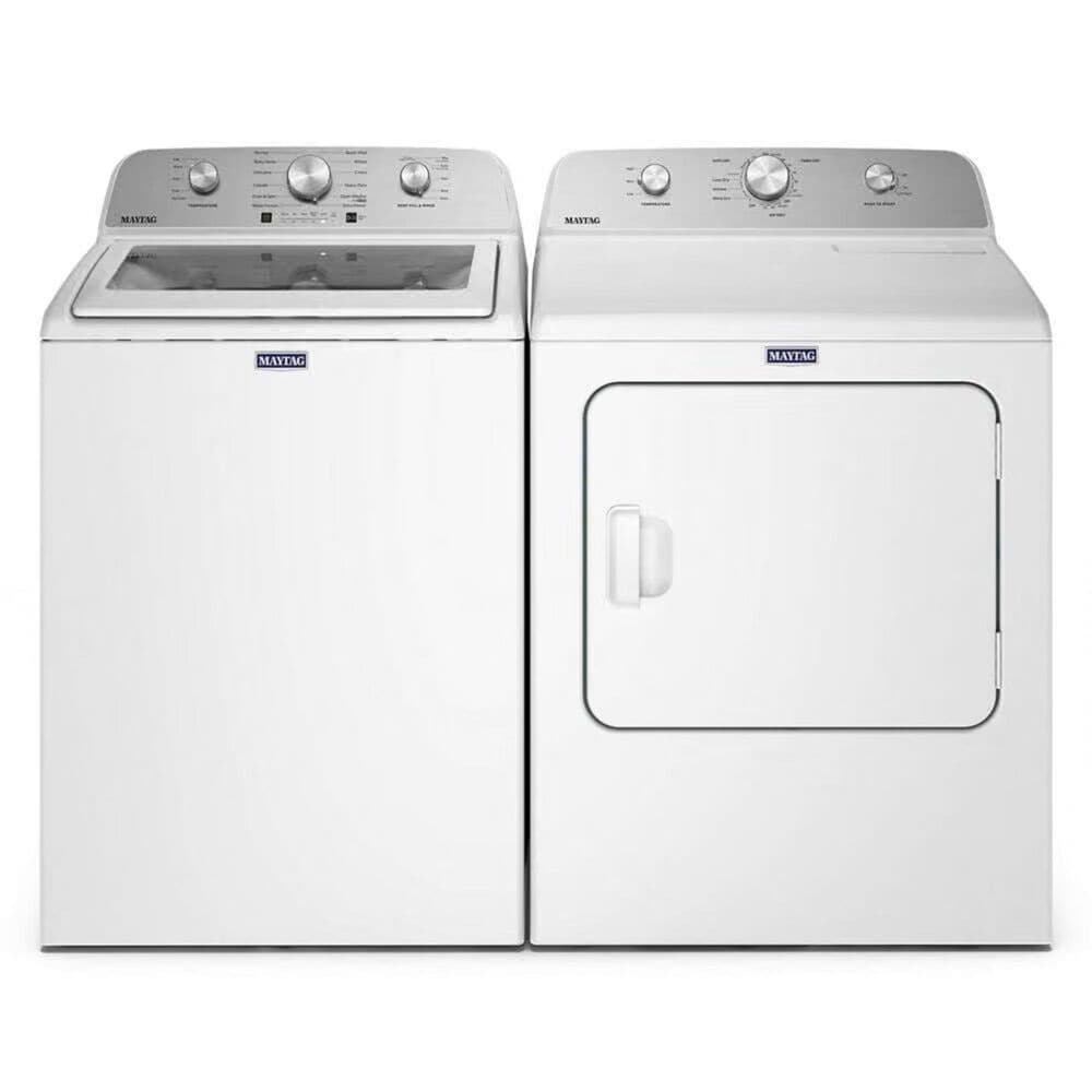 Maytag 4.7 Cu. Ft. Top Load Agitator Washer and 7.0 Cu. Ft. Top Load Electric Wrinkle Prevent Dryer in White, , large