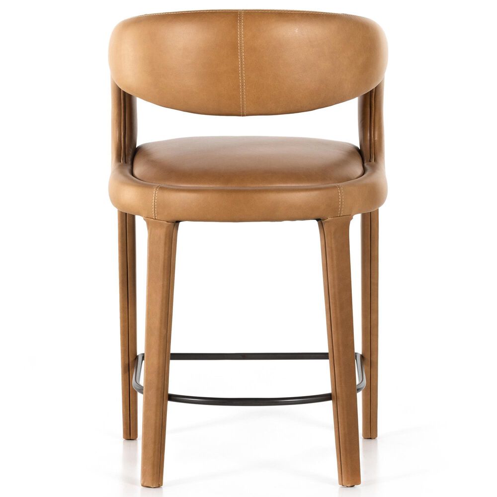 Four Hands Hawkins Top Grain Leather Counter Stool in Sonoma Butterscotch, , large
