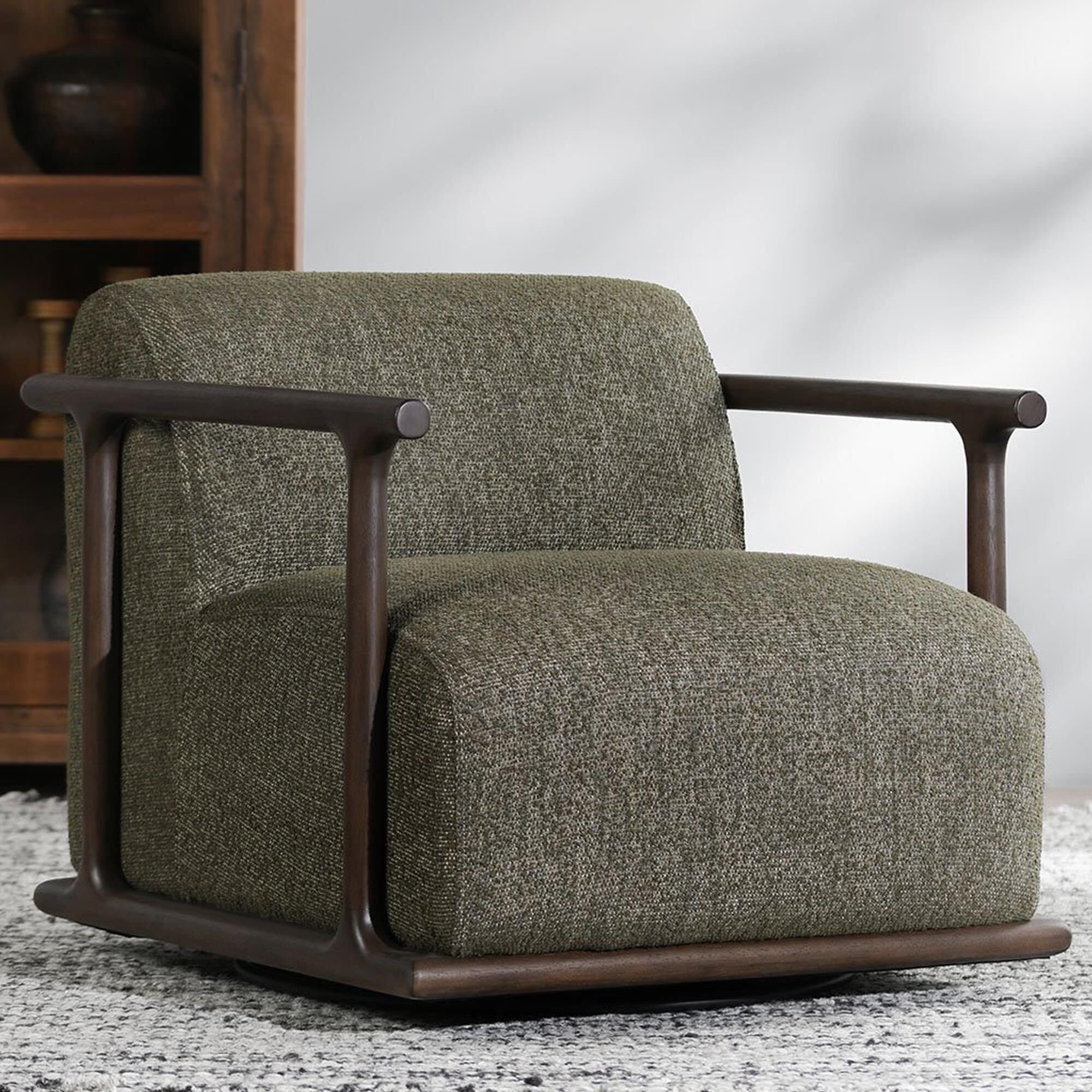 Classic Home Lucia Swivel Accent Chair in Kale Green