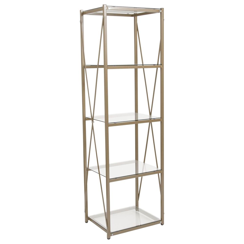 Flash Furniture Mar Vista Collection 4 Shelf Bookcase in Matte Gold, , large