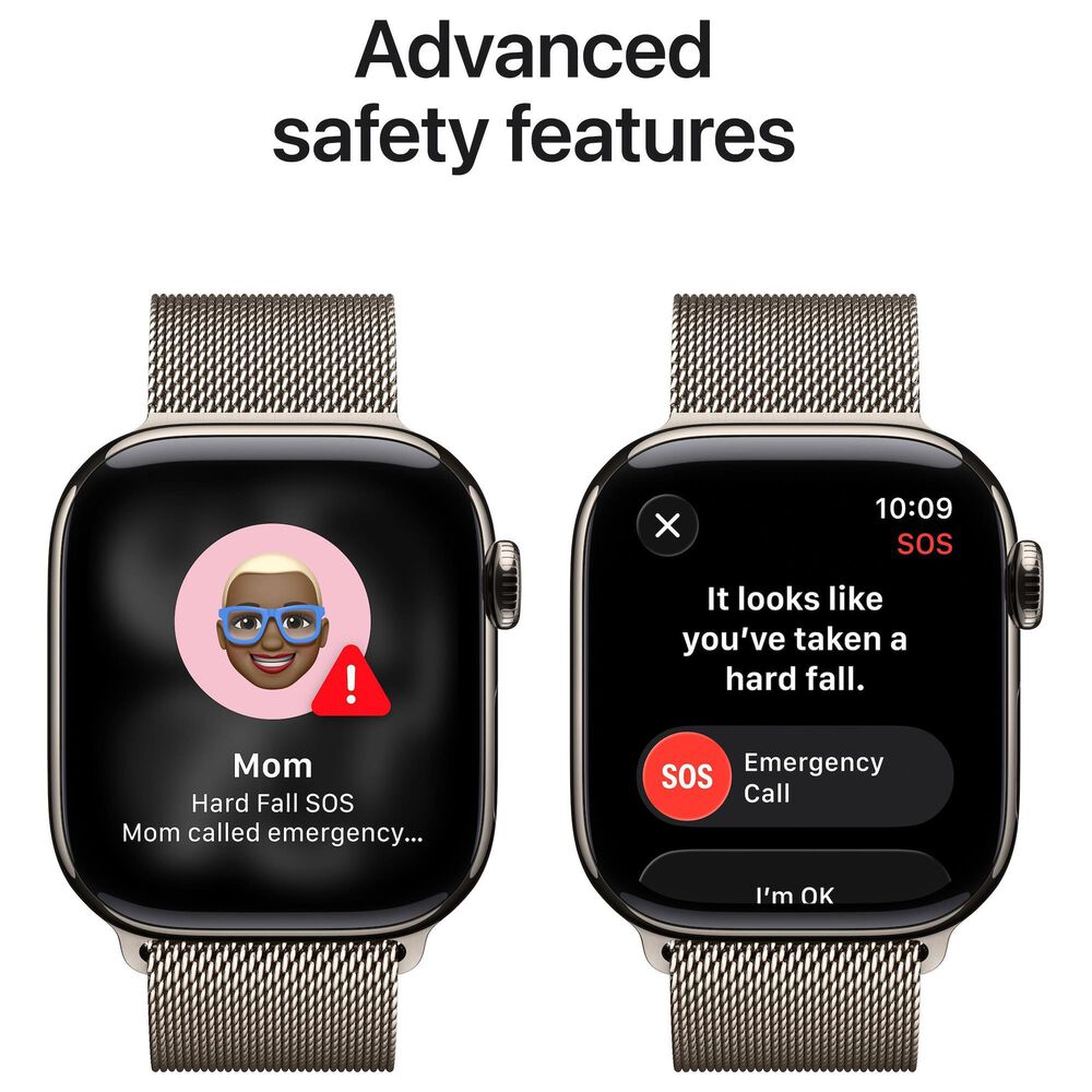 Apple Watch Series 11 (GPS+Cellular) 42mm Titanium Case with Milanese Loop in Natural and 2-Year AppleCare+, , large