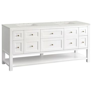 James Martin Vanities Breckenridge 72" Double Bathroom Vanity in Bright White with 3 cm Lime Delight Quartz Top and Rectangular Sinks, , large
