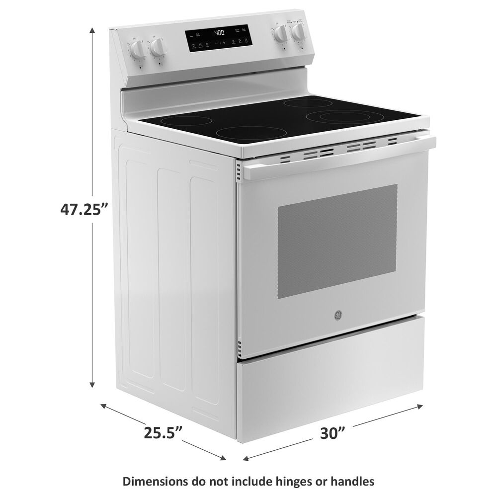 GE Appliances 30&quot; Freestanding Electric Range with Steam Clean in White, , large