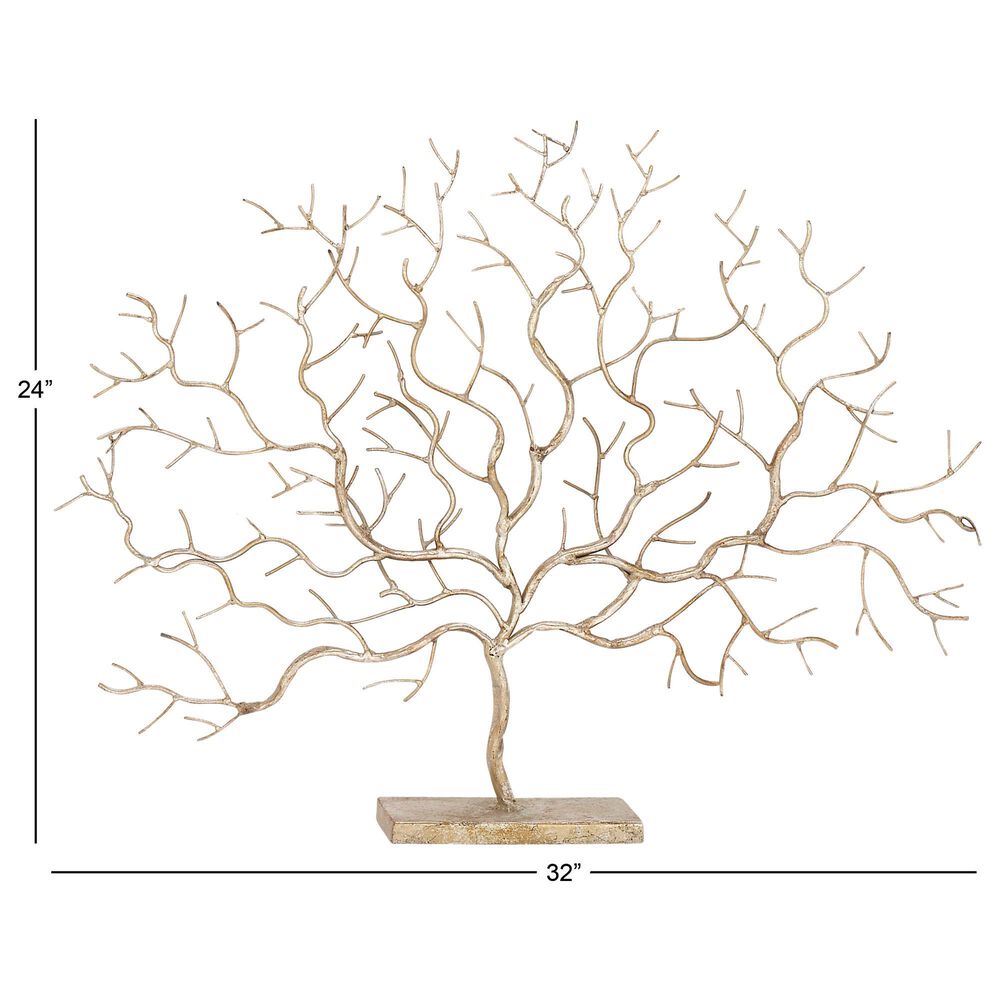 Maple and Jade 24&quot; x 32&quot; Winter Tree Sculpture in Silver and Gold, , large