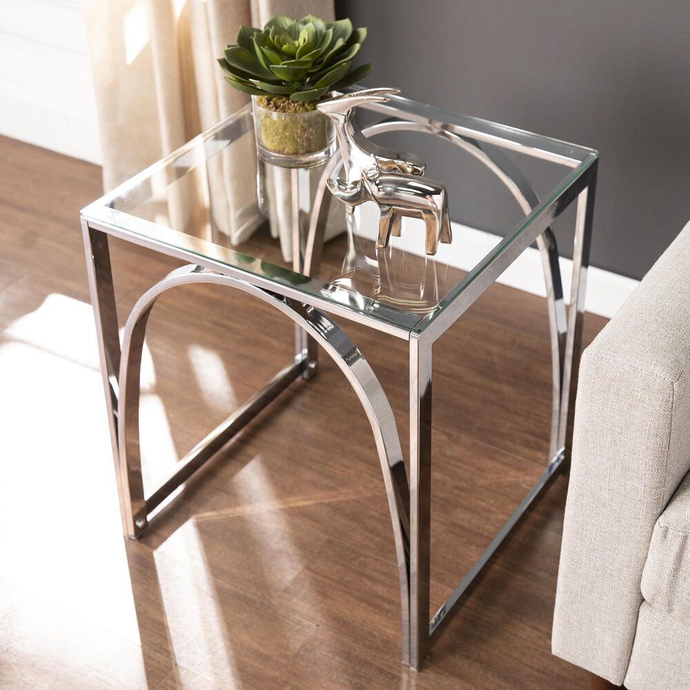 Southern Enterprises Stevenly End Table in Chrome, , large