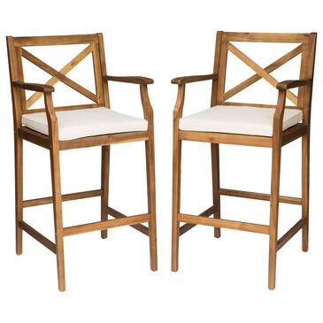 Hearth and Haven Perla Outdoor Bar Stool with Cushion in Brown (Set of 2), , large