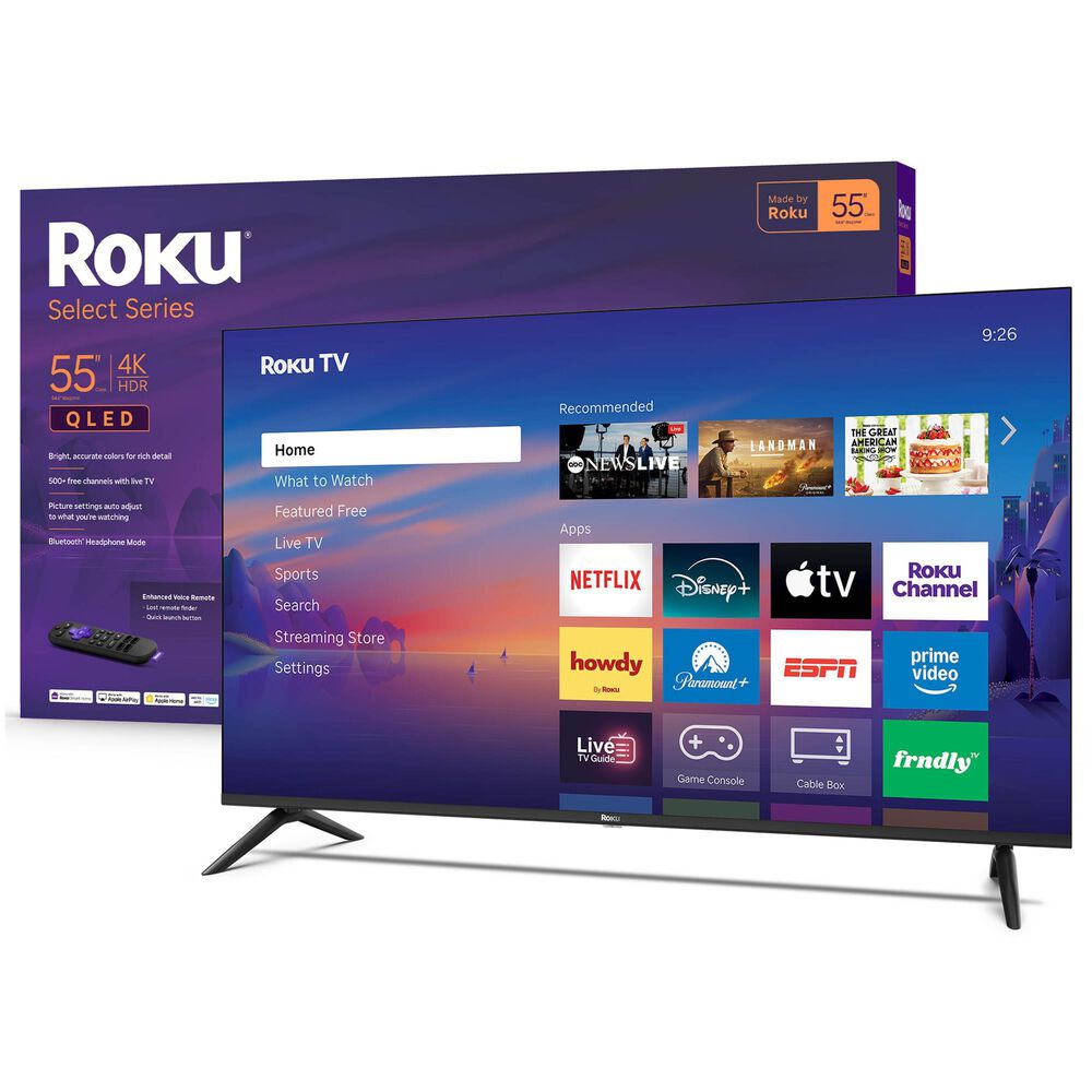 Roku 55" Class Select Series 4K QLED in Black - Smart TV, , large