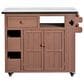 Hearth and Haven Outdoor Kitchen Island Cart with Extendable Stainless Steel Top and Adjustable Shelf in Brown, , large