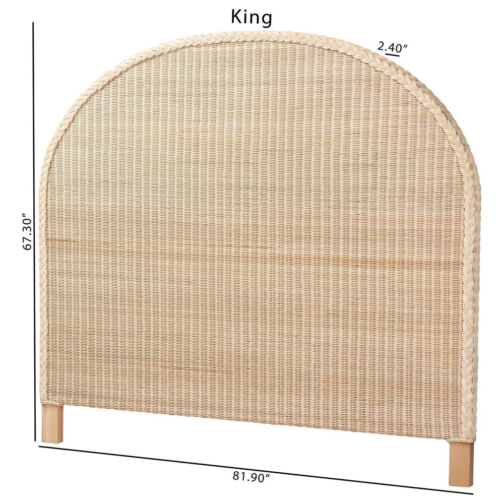 Baxton Studio Lanica Japandi King Standalone Headboard in Pale Brown, , large