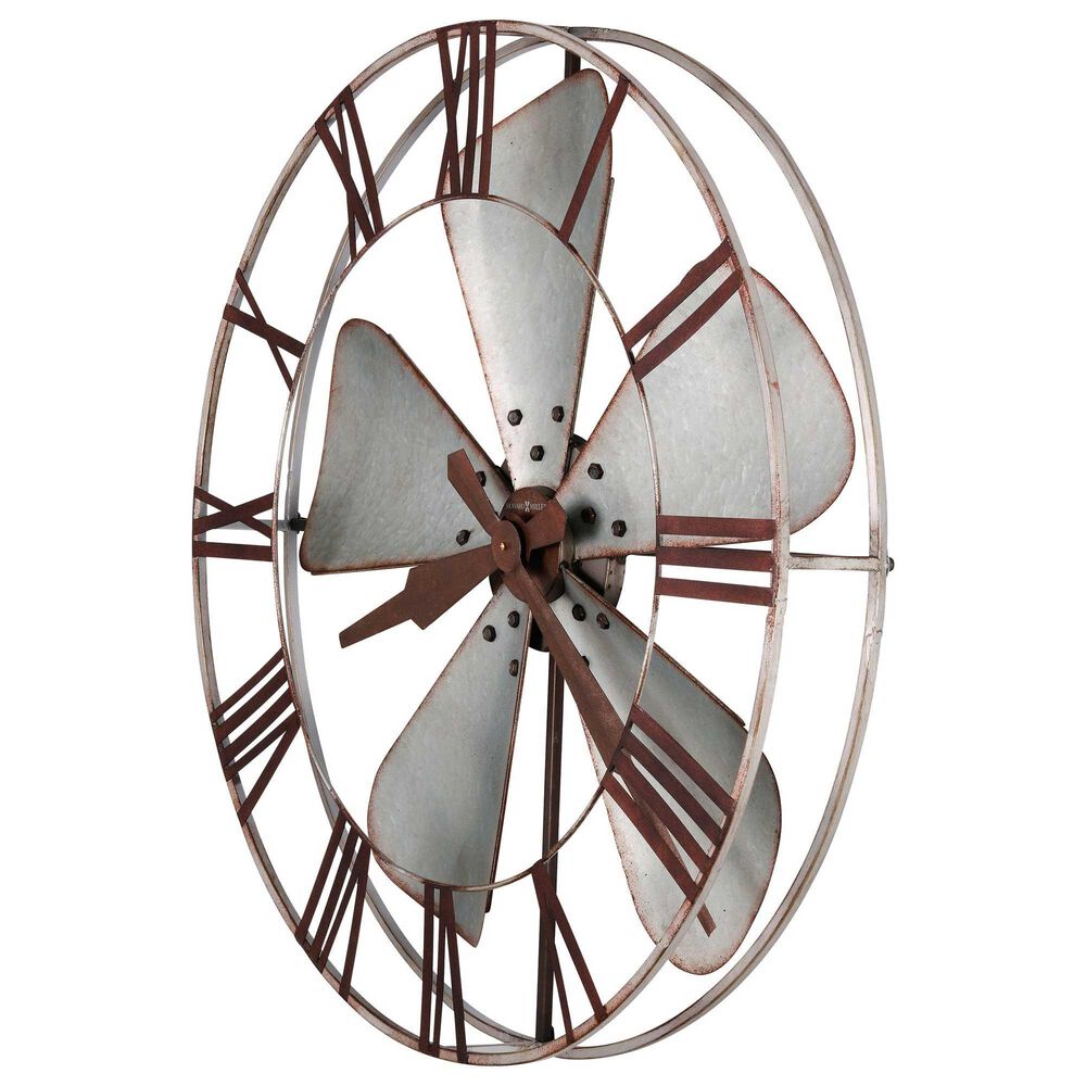 Howard Miller Mill Shop Wall Clock in Aged Silver and Reddish Brown, , large
