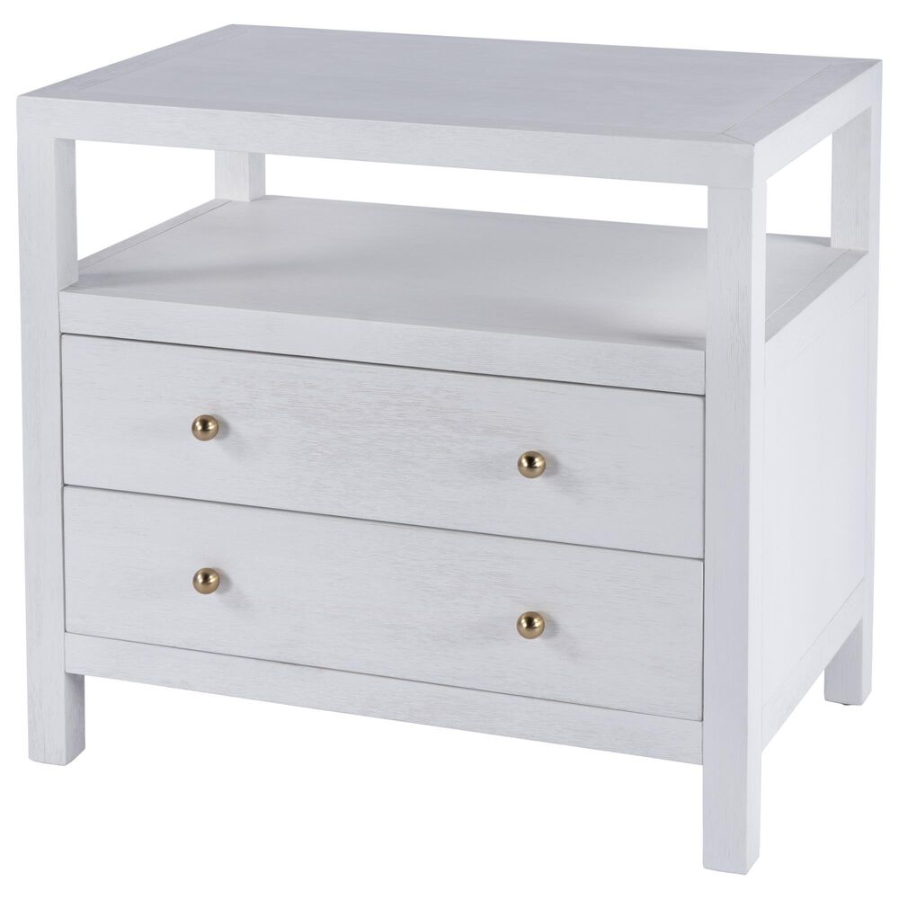 Butler Specialty Company Nora 2-Drawer Wide Nightstand with Open Shelf in Textured White, , large