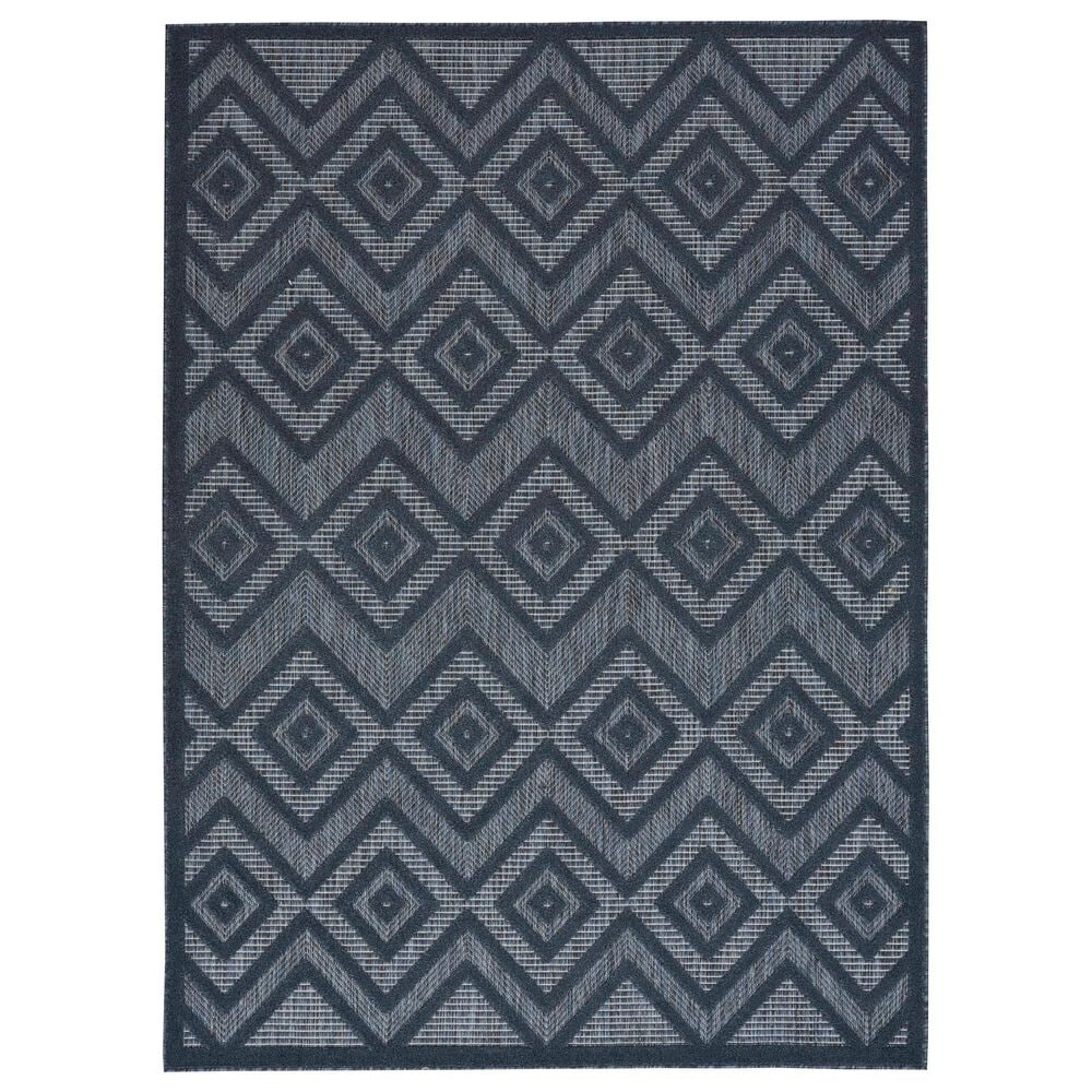 Nourison Versatile 5" x 7" Navy Blue Indoor/Outdoor Area Rug, , large