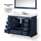 Lexora Home Dukes 48" Single Bathroom Vanity in Dark Grey with 2 cm White Carrara Marble Top, Rectangular Sink and 46" Mirror, , large