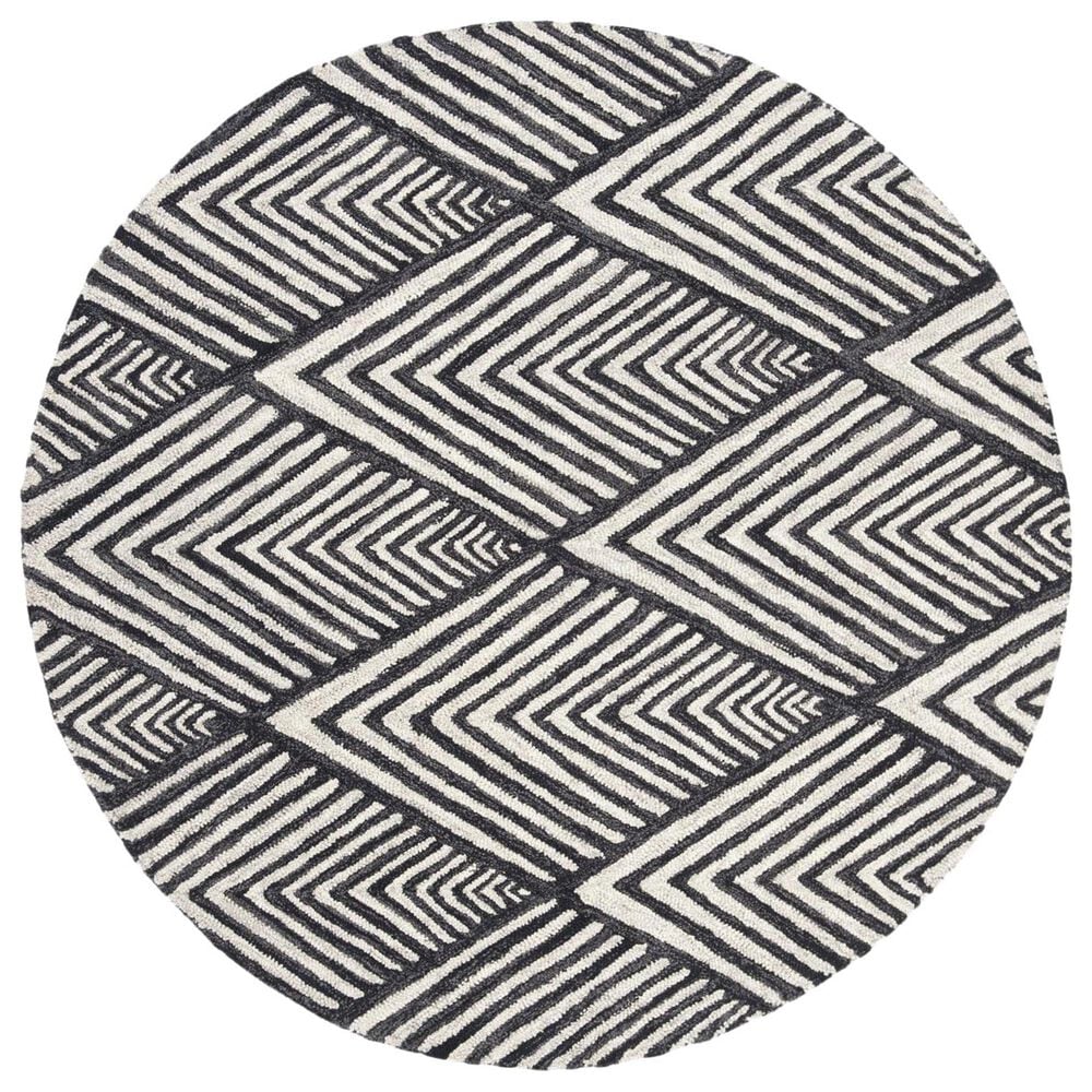 Safavieh Micro-Loop MLP151H 5" Round Charcoal and Ivory Area Rug, , large