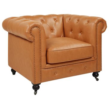 Jennifer Taylor Home Winston Accent Armchair in Caramel Tan Brown, , large