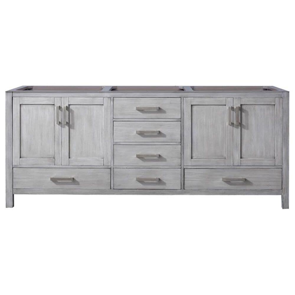 Lexora Home Jacques 80&quot; Double Bathroom Vanity in Distressed Grey with 2 cm White Quartz Top and Rectangular Sinks, , large