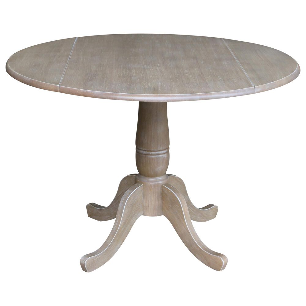 International Concepts 42" Modern Farmhouse Round Casual Drop Leaf Dining Table in Gray , , large