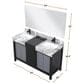 Lexora Home Zilara 55" Double Bathroom Vanity in Black and Grey with 11 cm Castle Grey Marble Top and Rectangular Sinks, , large