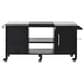 HOMLUX 72.4" Outdoor Kitchen Island with Large Fold-out Prep Table and Adjustable Shelves for Big Green Egg in Black, , large