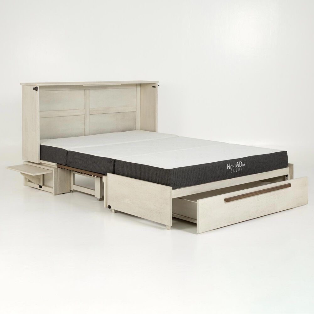 New Day Furniture Louvre Queen Murphy Cabinet Bed with Mattress in Provence and Normandy, , large