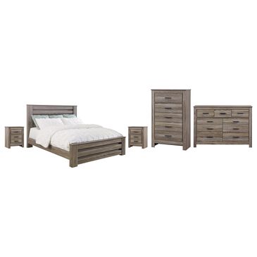 Signature Design by Ashley Zelen 5-Piece King Bedroom Set in Warm Gray, , large