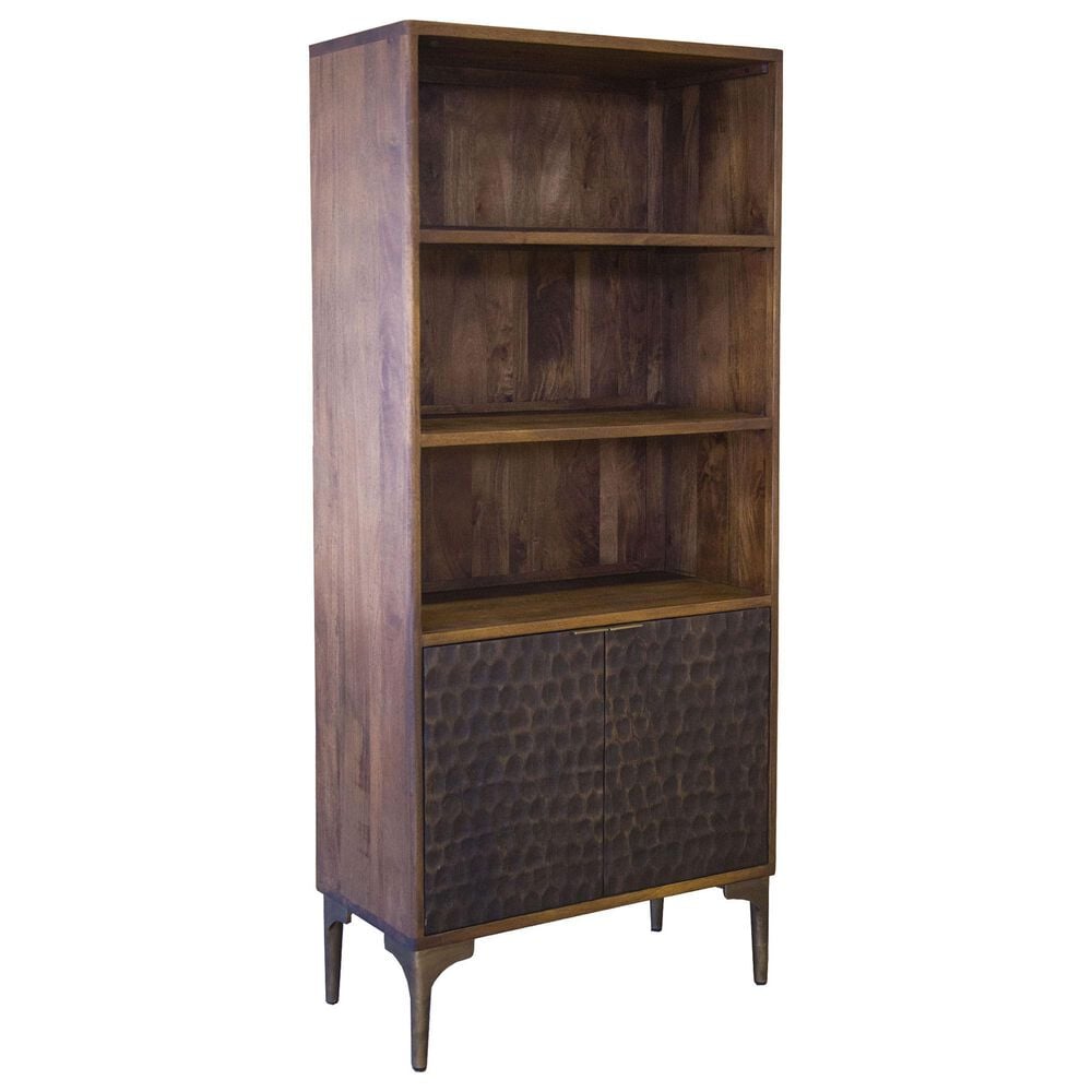 Home Trends & Design Santa Cruz 3-Shelf Bookcase in Walnut and Antique Gold, , large
