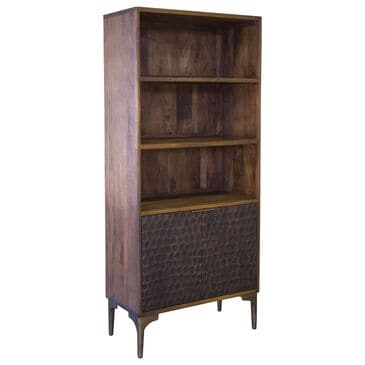Home Trends & Design Santa Cruz 3-Shelf Bookcase in Walnut and Antique Gold, , large