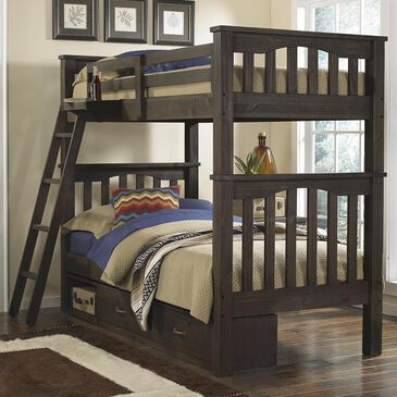 Richlands Furniture Highlands Harper Twin Over Twin Bunk With Storage in Espresso, , large