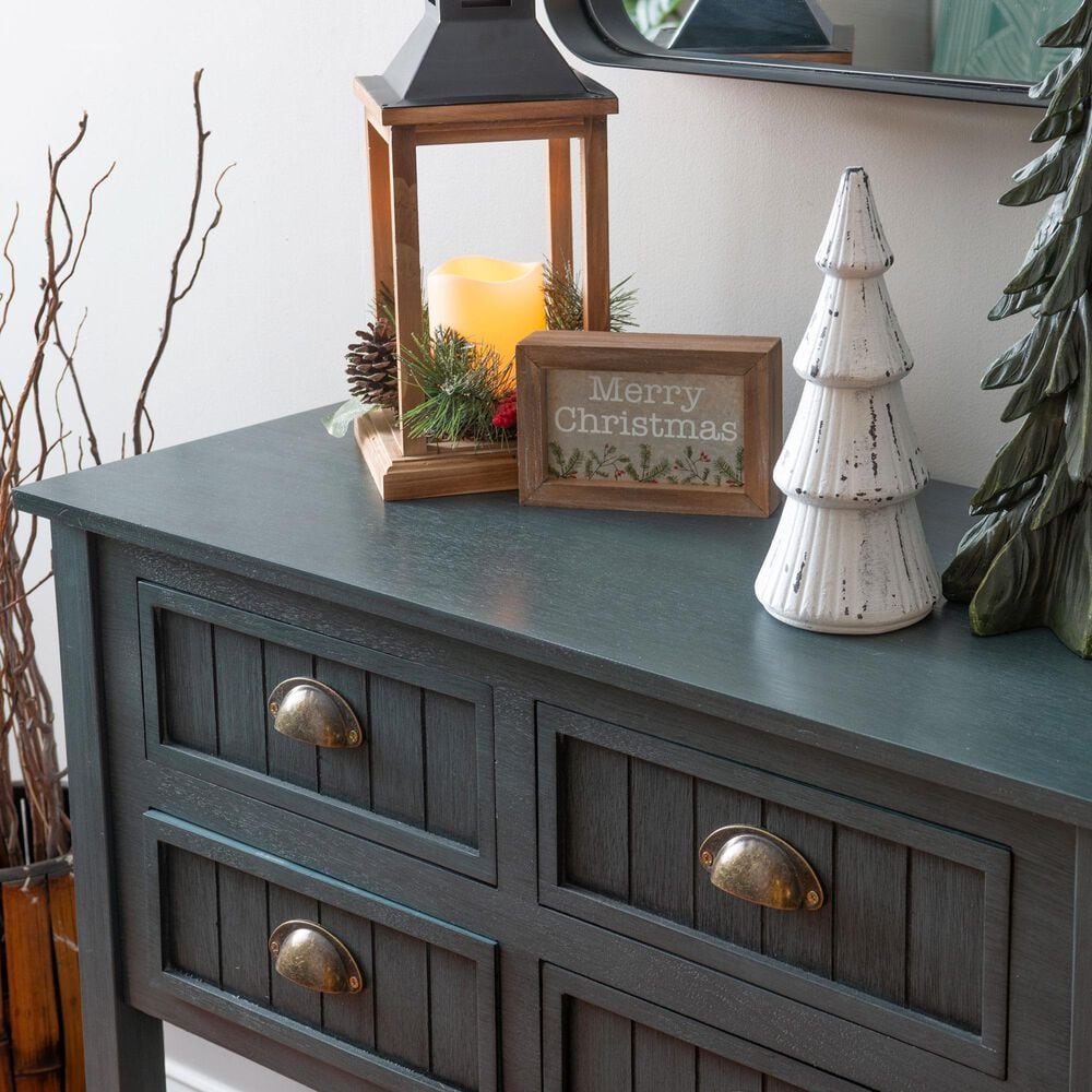 Linon Home Decor Brimley Beadboard Console Table in Dark Teal Blue, , large
