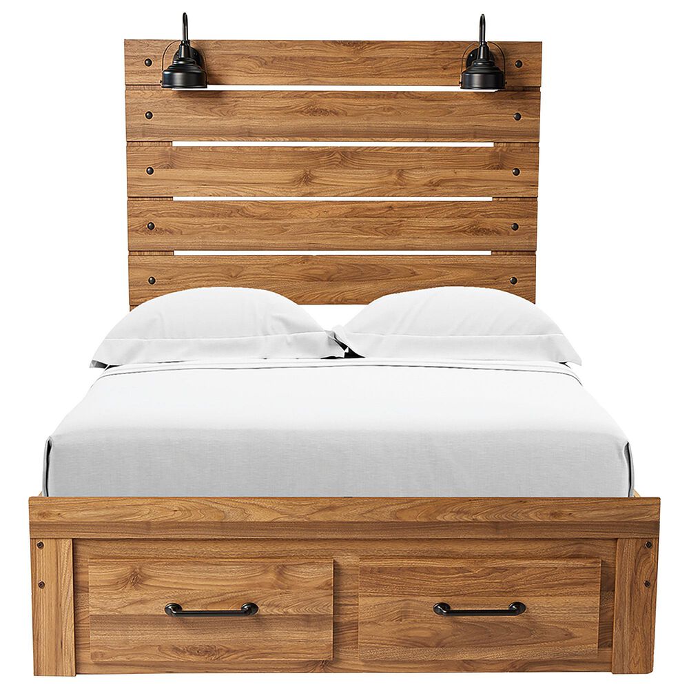 Ashley Pasklyn Queen Panel Storage Bed in Rich Honey Brown, , large