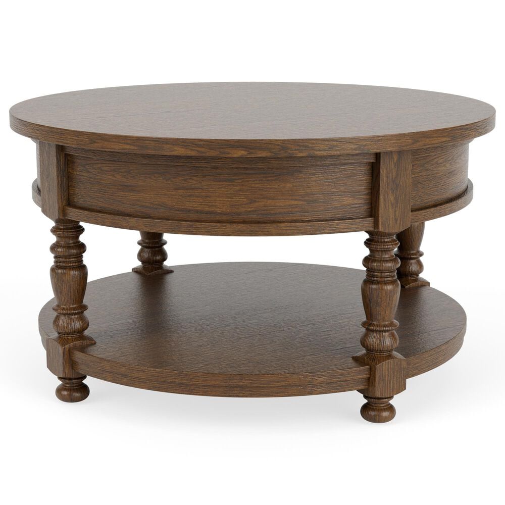 Riverside Furniture Eastlake Round Cocktail Table in Whiskey Oak, , large