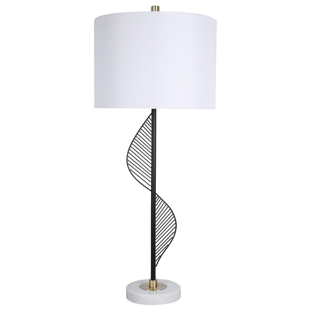 Classy Art Wholesalers Spiral Radiance Metal and Marble Table Lamp in Matte Black, , large