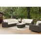 Ashley Kimora Patio Cocktail Table in Beige and Dark Brown, , large