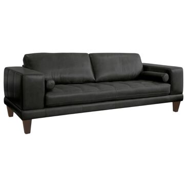 Armen Living Wynne Stationary Sofa with Black Cushion in Brown, , large