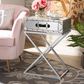 Baxton Studio William 1 Drawer Nightstand in Silver/Silver/Black, , large