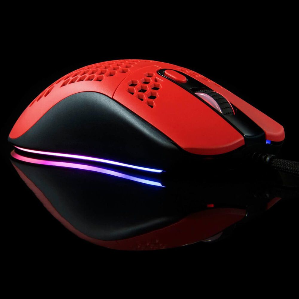 Arozzi Favo Ultra Lightweight Customizable RGB Gaming Mouse with Honeycomb Pattern, Pixart 3389 Sensor, and Omron 20M Switches - Red, , large