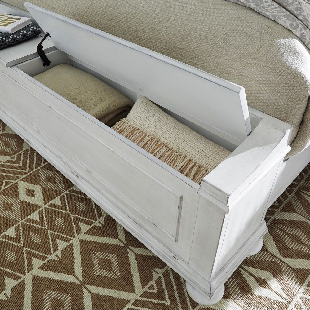Ashley Kanwyn 3 Piece Queen Storage Bedroom Set in Distressed Whitewash, , large