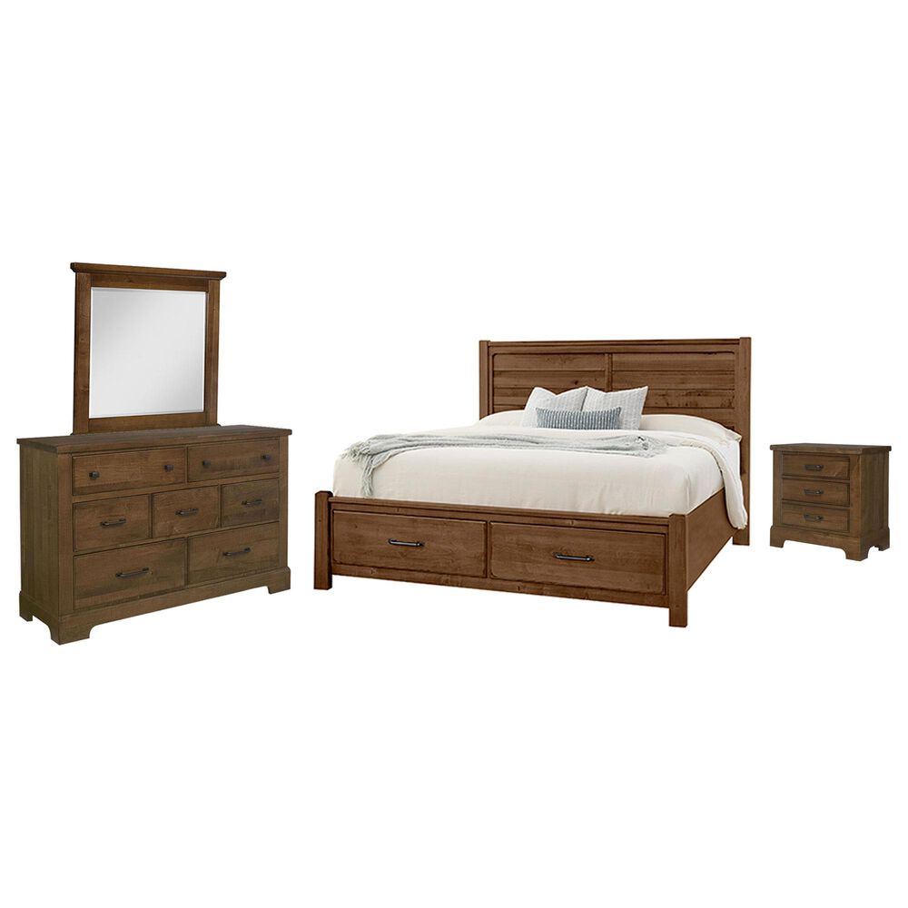 Viceray Collections Cool Rustic 4-Piece King Plank Bedroom Set with Storage in Amber, , large