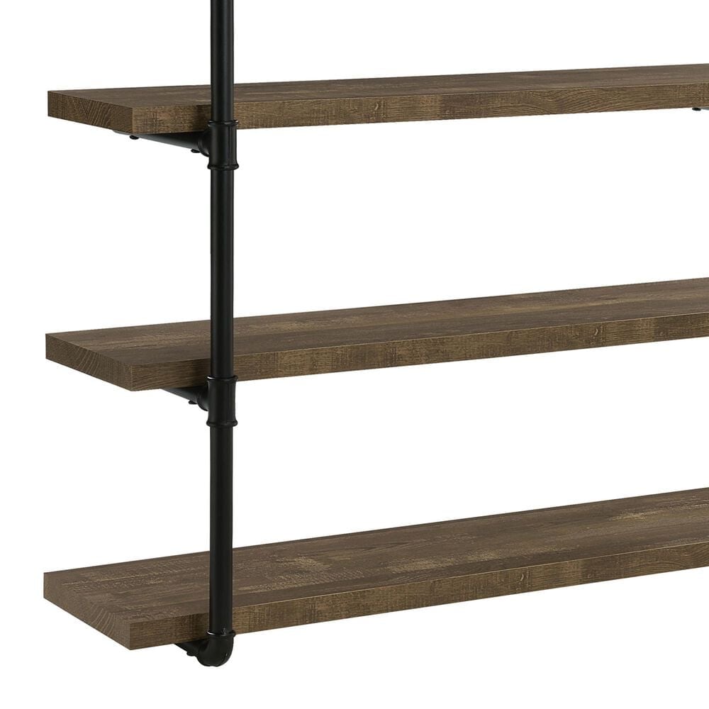 Pacific Landing Elmcrest 4-Shelf Wall Bookshelf in Rustic Oak and Black, , large