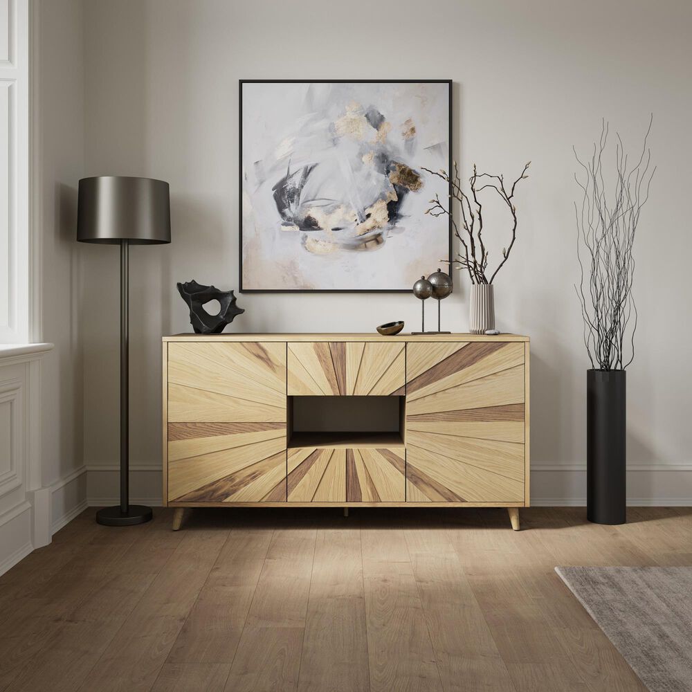Waltham Reece 60&quot; Console in Light Oak, , large